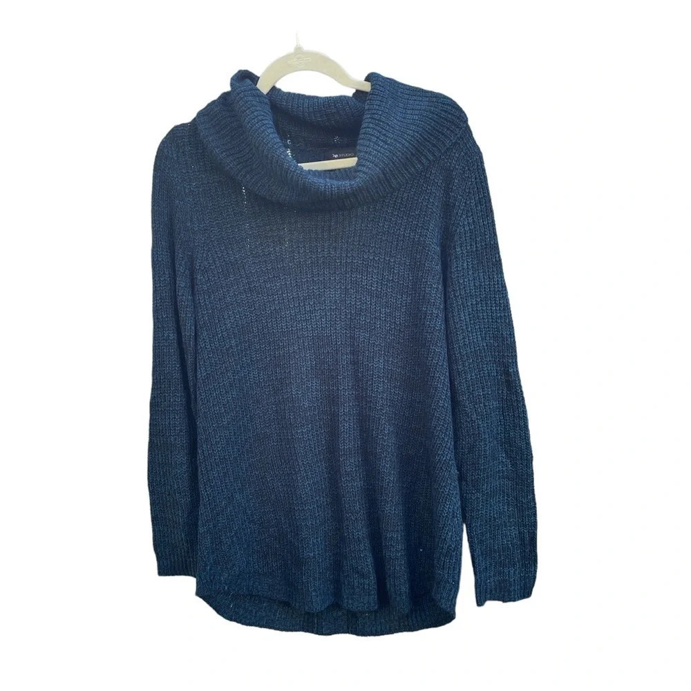 AB STUDIO DARK BLUE COWL NECK SWEATER